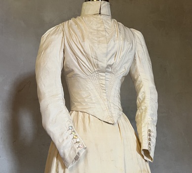 Cream silk two piece wedding dress