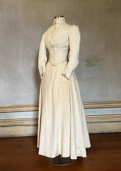 Cream silk two piece wedding dress