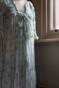  Floral layered silk, chiffon and lace peignoir