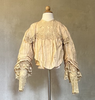 Striped pink and beige silk bodice