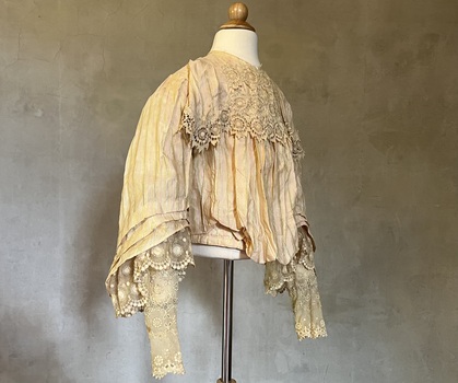 Striped pink and beige silk bodice