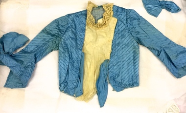 Blue Silk & Cream Lace Bodice