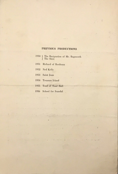 'Our Town' by Thornton Wilder / Camberwell Grammar School Dramatic Society, 1957