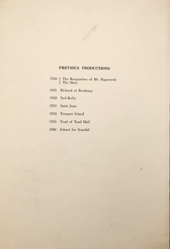 'Our Town' by Thornton Wilder / Camberwell Grammar School Dramatic Society, 1957