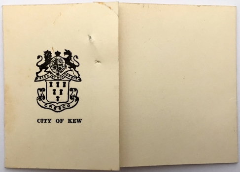 Invitation to Meet Mr Menzies and Dame Pattie Menzies, City of Kew, 1955
