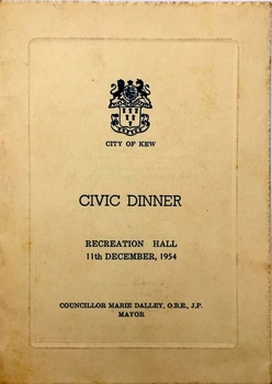 City of Kew, Civic Dinner, 1954