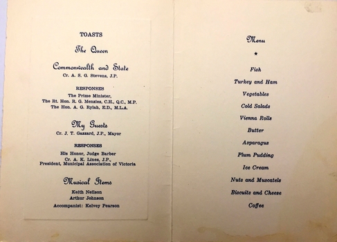 City of Kew, Civic Dinner, 1957