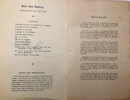 Kew Arts Festival 1947 Souvenir Programme