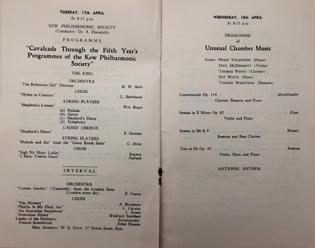 Kew Arts Festival 1951 Souvenir Programme