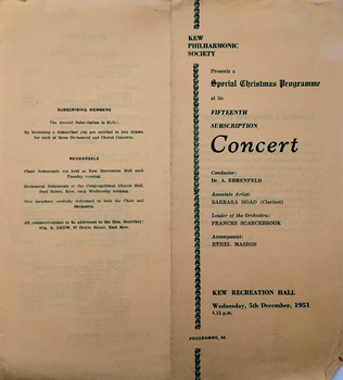Fifteenth Subscription Concert / Kew Philharmonic Society