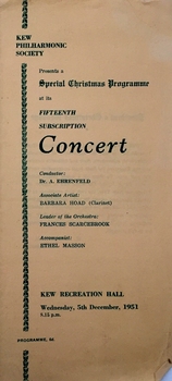Fifteenth Subscription Concert / Kew Philharmonic Society