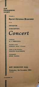 Fifteenth Subscription Concert / Kew Philharmonic Society