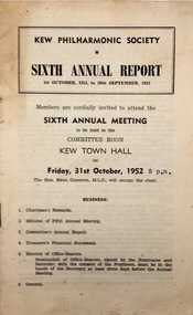 Sixth Annual Report / Kew Philharmonic Society