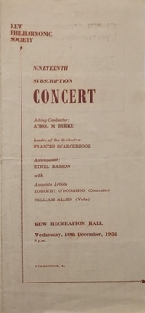Nineteenth Subscription Concert / Kew Philharmonic Society