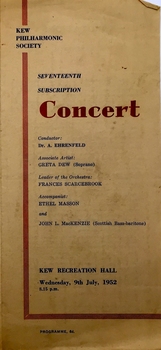 Seventeenth Subscription Concert / Kew Philharmonic Society