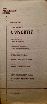 Twentieth Subscription Concert / Kew Philharmonic Society