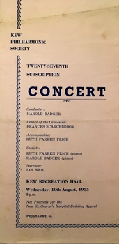 Twenty-Seventh Subscription Concert / Kew Philharmonic Society