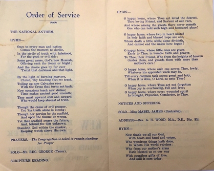 Combined Service of Thanksgiving, Kew Home and Family Week, 1953