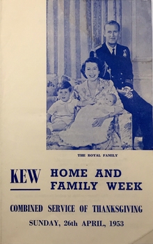 Combined Service of Thanksgiving, Kew Home and Family Week, 1953