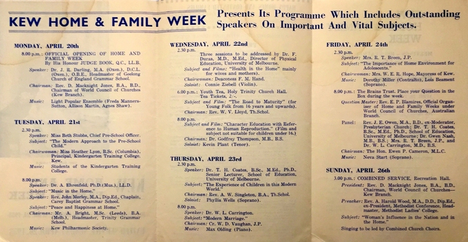 United Service, Kew Home and Family Week