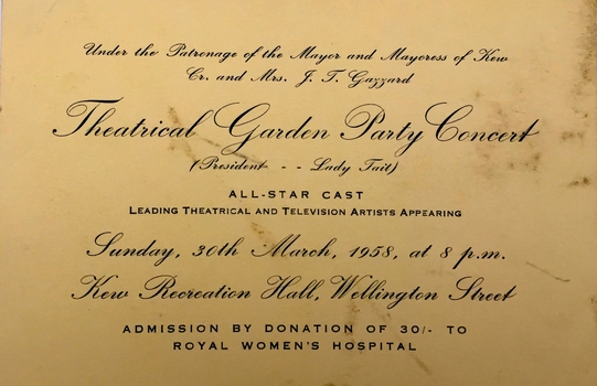 Theatrical Garden Party Concert, Kew Recreation Hall, 1958