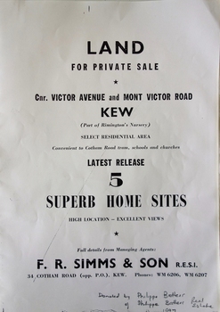 Land for Private Sale: Cnr Victor Avenue and Mont Victor Road, Kew