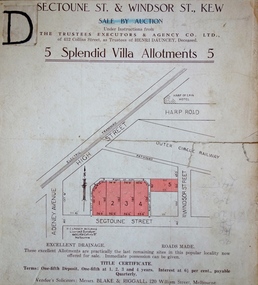 5 Splendid vVlla Allotments,: Segtoune St. & Windsor St., Kew