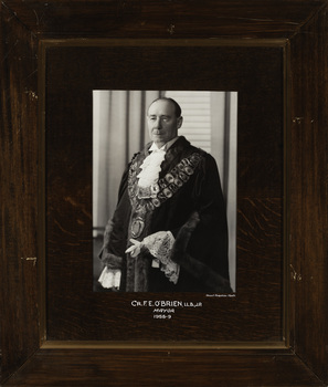 Cr. F. E. O’Brien LL.B., J.P., Mayor [of Kew] 1958-9