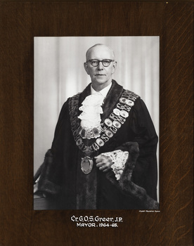 Cr. G.O.S. Greer J.P., Mayor [of Kew] 1964-5