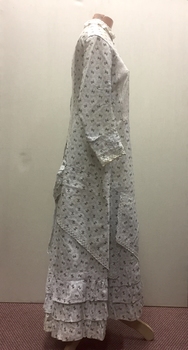  Printed White Cotton Day Dress, 1870s