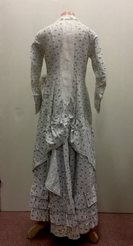  Printed White Cotton Day Dress, 1870s