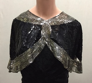 Black and Silver Sequin Capelet, 1930s
