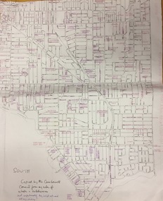 Plan, Gwen McWilliam, Annotated Plan of City of Boroondara, c.1995