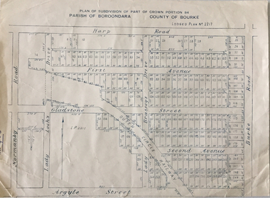 Plan of Subdivision of Part of Crown Portion 84 / Parish of Boroondara / County of Bourke  / Lodged Plan No. 2217