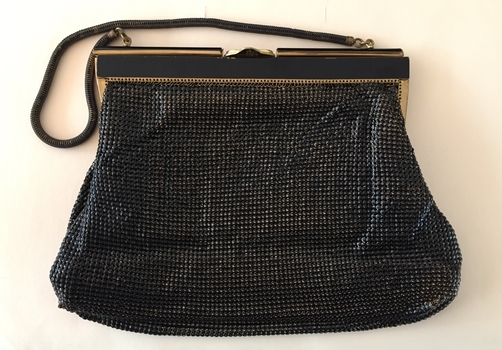 Black Enamel & Brass Oroton Handbag