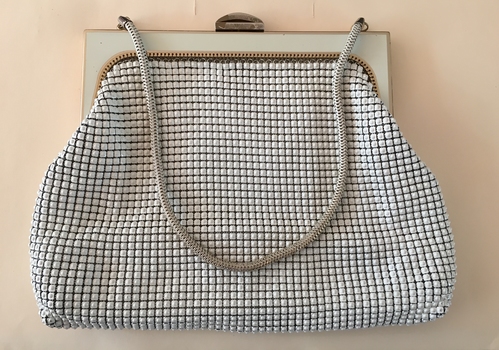 White Enamel & Brass Handbag