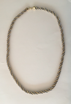 Gilt & White metal Rope Necklace