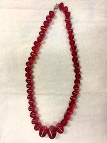 Accessory, Red Plastic Bead Necklace, 1960s