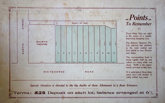 Balwyn Theatre and Shop Sites, circa 1927-28