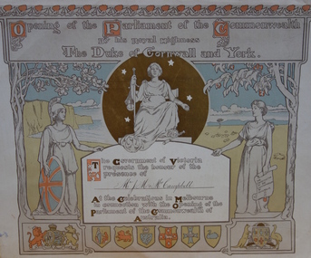 Invitation : Opening of the Parliament of the Commonwealth By His Royal Highness the Duke of York and Cornwall, Melbourne 1901