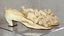 Pair of leather soled silk wedding shoes