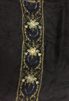 Black Chiffon Scarf with Multicoloured Silk Embroidery, 1920s