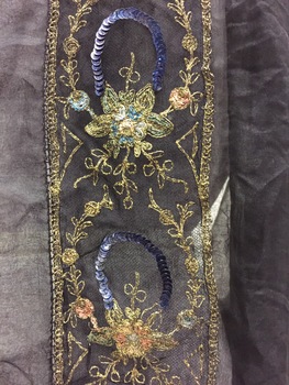 Black Chiffon Scarf with Multicoloured Silk Embroidery, 1920s