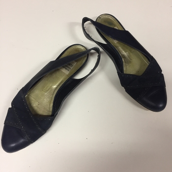 Pair of Women's Black Leather Slingback Shoes