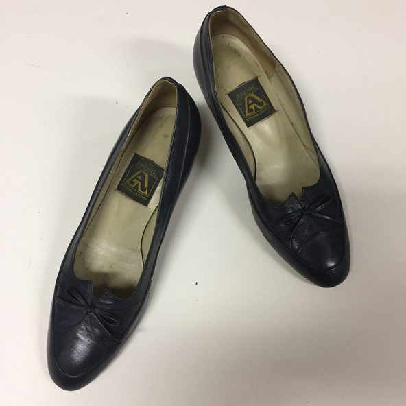 Footwear - Pair of Navy Leather Court Shoes, Andre, 1980s