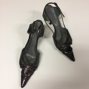 Pair of Women's Black Leather Stilettos