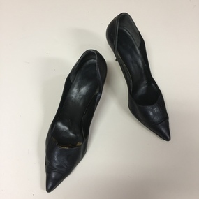 Pair of Women's Black Leather Evening Shoes 