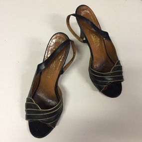 Pair of Women's Black & Gold Leather Sandals by Paragon