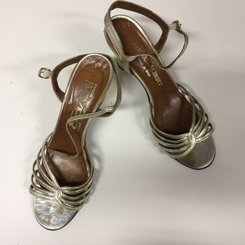 Pair of Women's Gold Leather Sandals by Angel Albert (Spain)