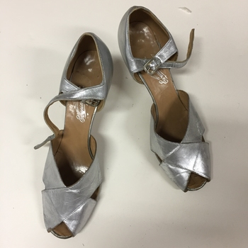 Pair of Women's Silver Leather Sandals by Angel Albert (Spain)